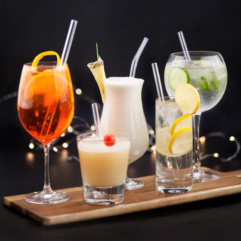 HÃ–LM HALM Glass Straws - Variety Pack: 6 Reusable Drinking Straws in 3 Sizes 2x 6 Inch, 2x 8 Inch, 2x 9 Inch + Plastic-Free Cleaning Brush - Made in Germany - Dishwasher Safe - Eco-Friendly - Image 2